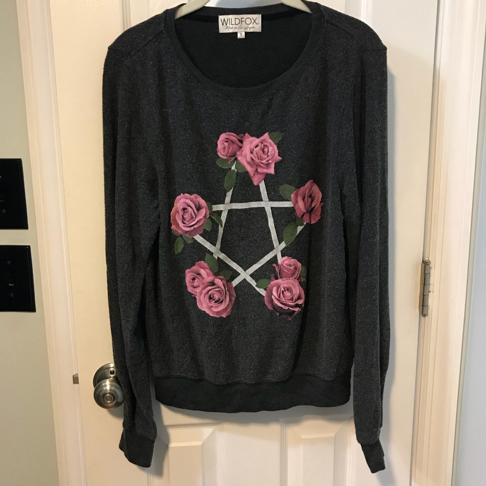 Wildfox roses pentagram jumper sz small